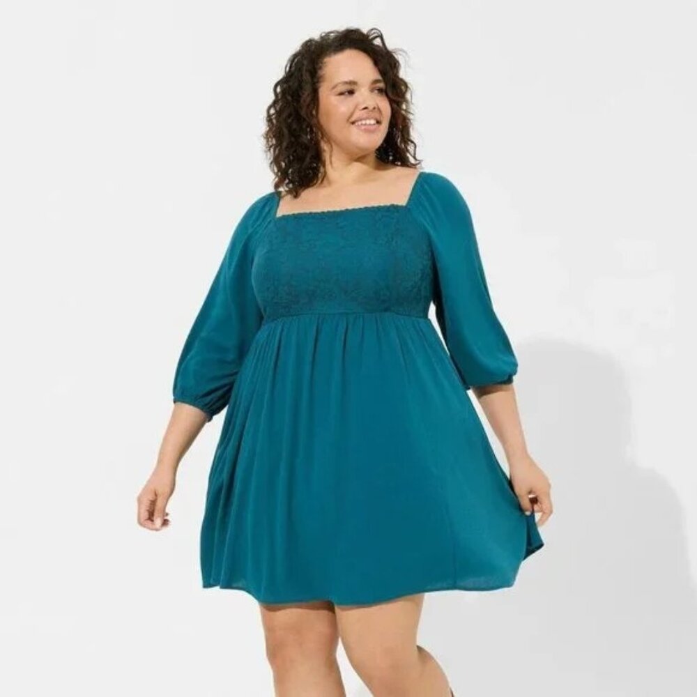 Mini Washable Gauze Crochet Detail Skater Dress NWT Torrid Size 4